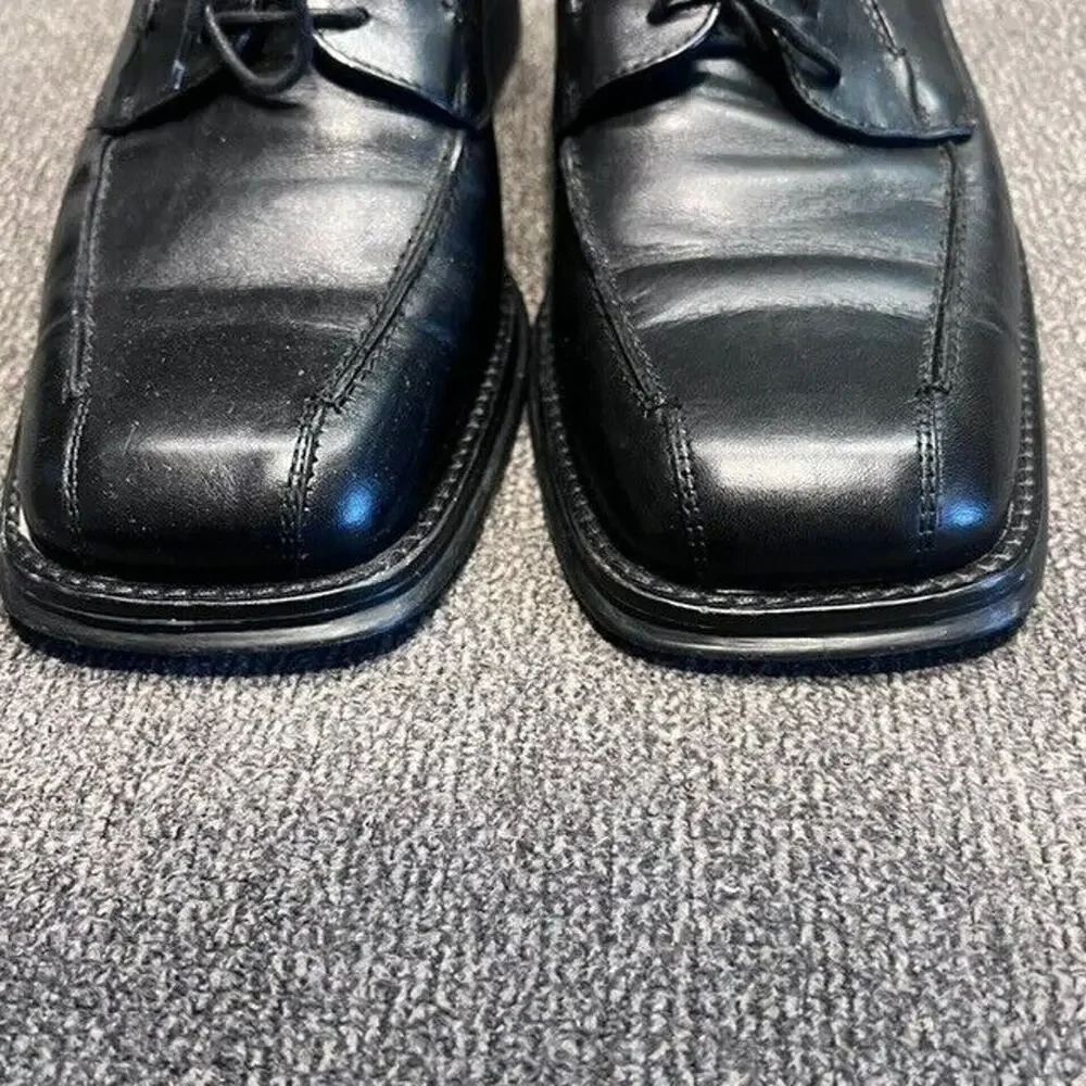 Franco Fortini Dallas Oxford Shoes Mens 9.5 M Black Leather Lace Up Square Toe
